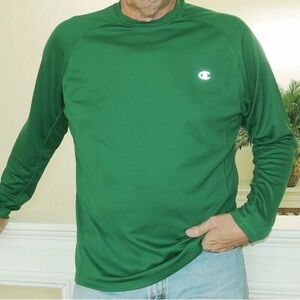 Champion Double Dry LS Performance Tee T-Shirt 100% Polyester Size L Near Mint  